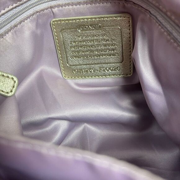 Coach large Tote Bag satin gold Signature F20026 metallic gold trim & Straps. - Picture 11 of 15